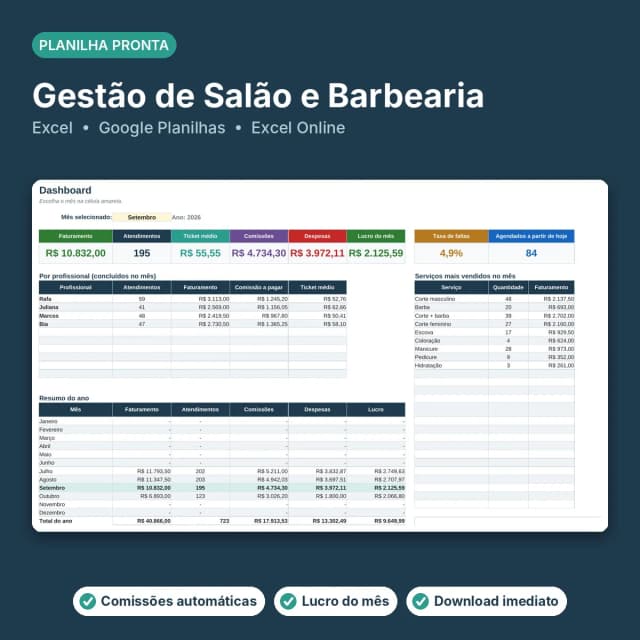 Capa da Gestão de Salão e Barbearia
